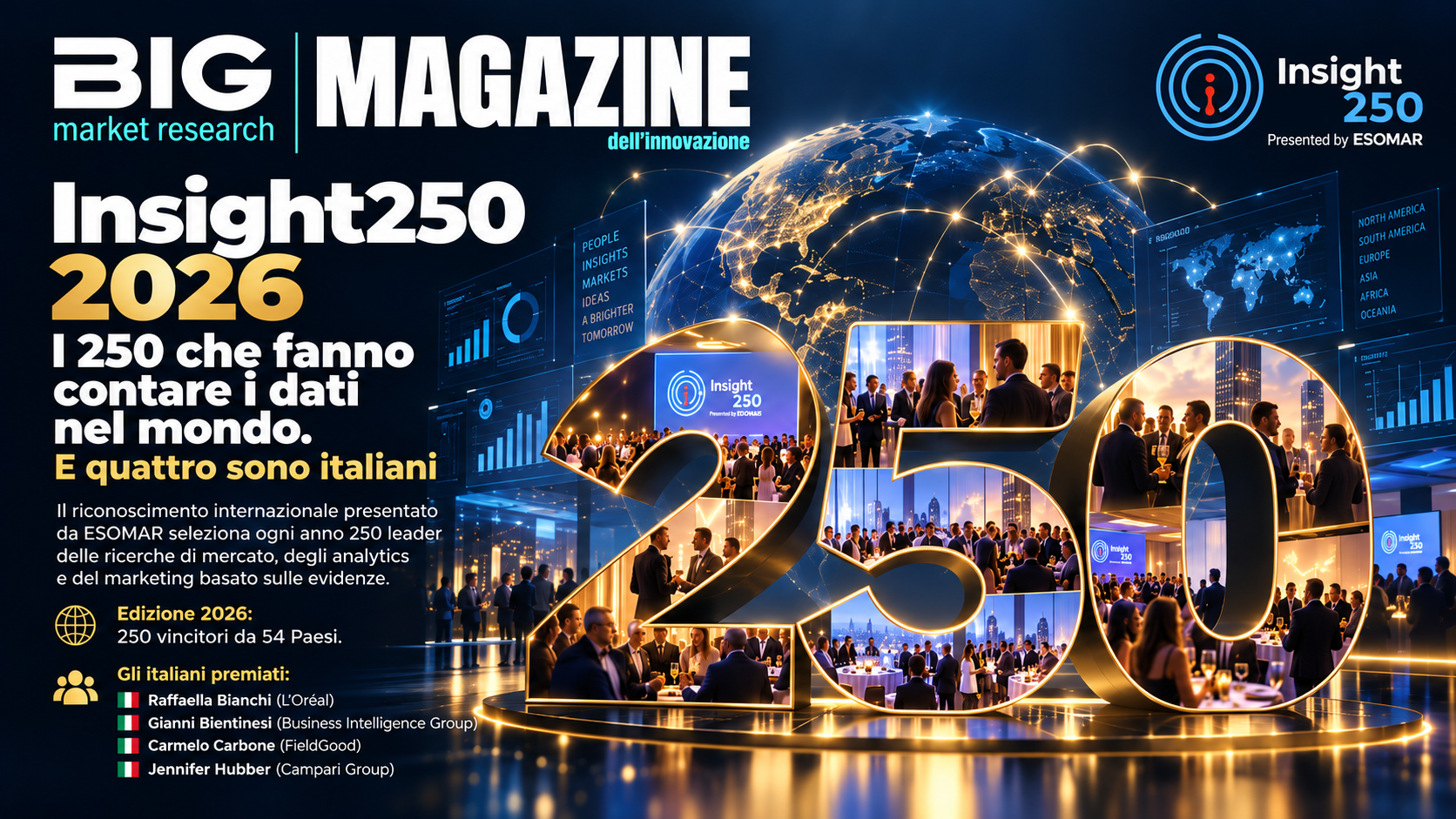 Insight250 2026, sesta edizione: 250 vincitori da 54 Paesi, quattro italiani